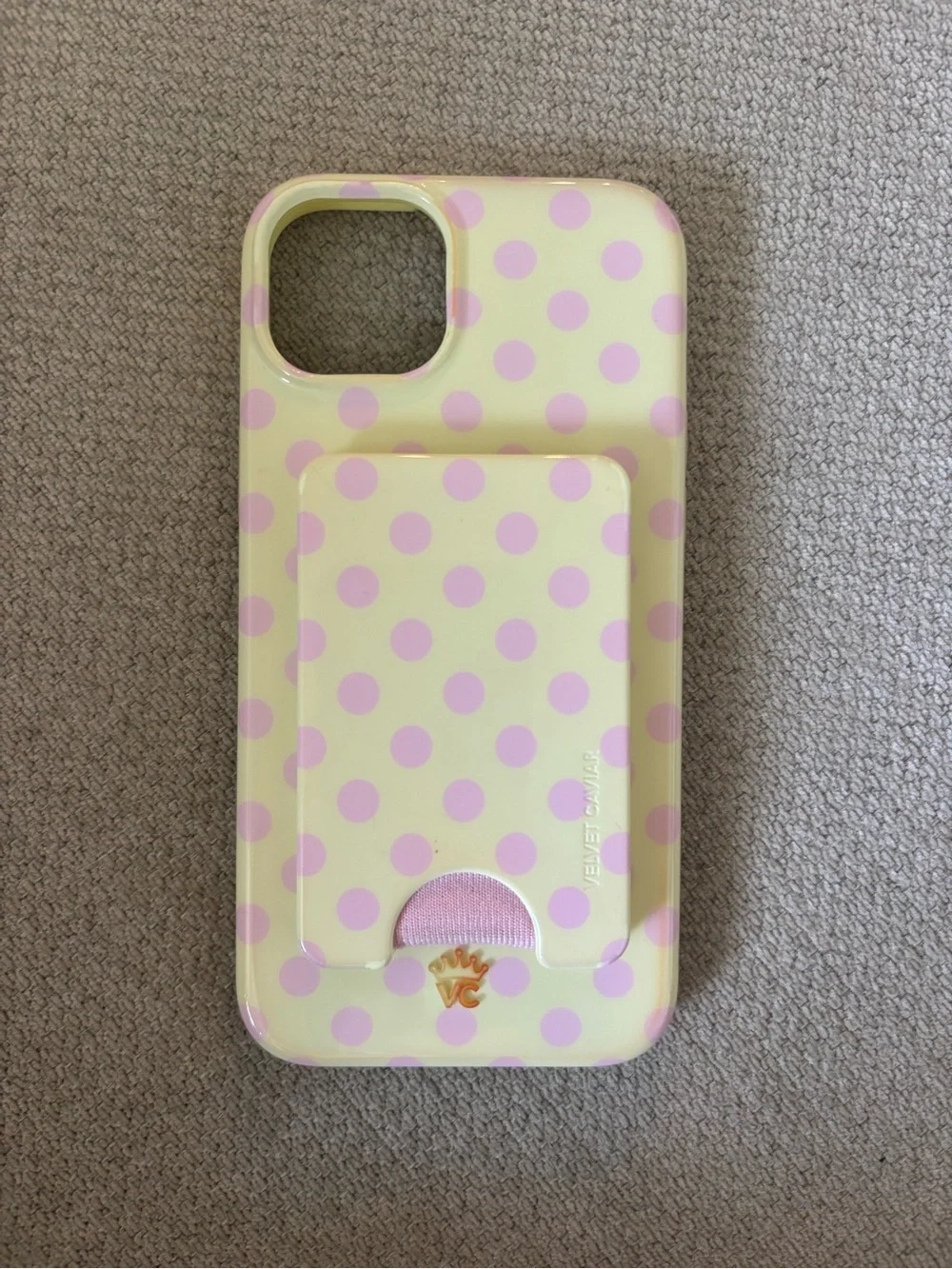 Buttercream Polka Dot iPhone Case with magnet wallet iPhone 15 plus